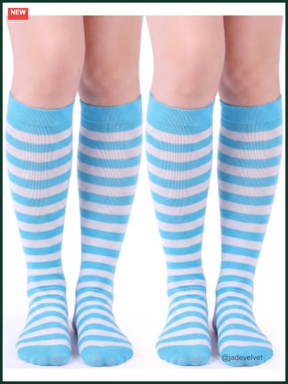Striped Knee High Socks 2 Pairs Polyester Stretch Breathable